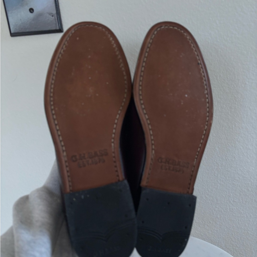 GH Bass Dark Brown Leather Loafers with Silver Accents - Picture 7 of 7
